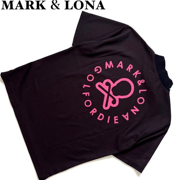【送料無料】MARK&LONA マークアンドロナ モックネック ハイネックシャツ メンズ L ゴルフ GOLF 半袖 48 ロゴ ブラック 黒