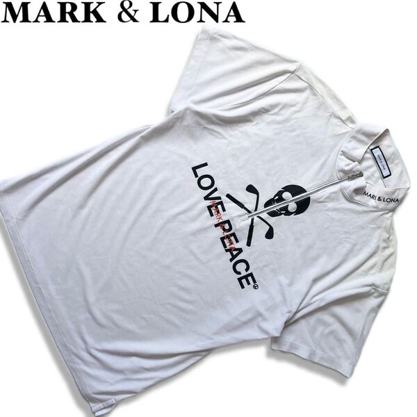 【送料無料】MARK&LONA マークアンドロナ ハーフジップ ハイネック メンズ ロゴ モックネック ゴルフ L 白 ドクロ スカル