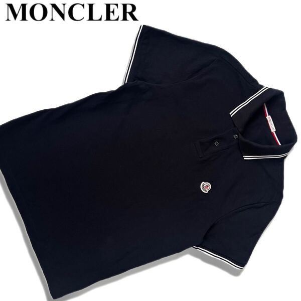 【送料無料】MONCLER モンクレール ポロシャツ ワッペン メンズ S ブラック 半袖 黒 ロゴ