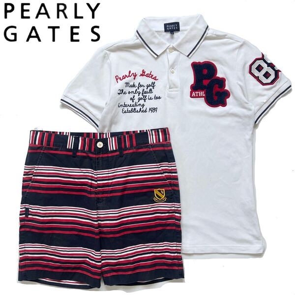 【送料無料】Pearly gates パーリーゲイツ セットアップ メンズ ボーダー ゴルフ ハーフパンツ ポロシャツ 5 L