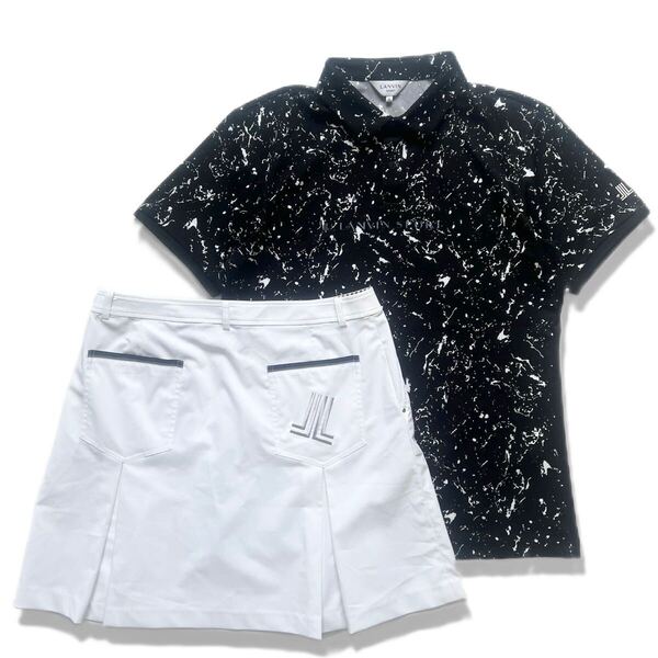 【送料無料】LANVIN SPORT ランバンスポール セットアップ 大理石柄 ゴルフ 上下 ポロシャツ スカート XL レディース ロゴ