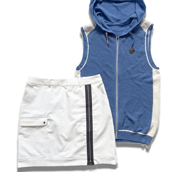 【送料無料】LANVIN SPORT ランバンスポール セットアップ ニット スカート 38 M レディース パーカー ゴルフ 上下 GOLF