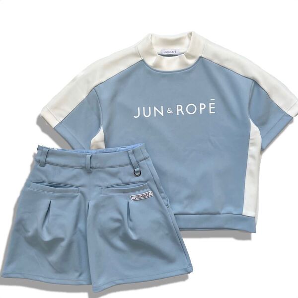 【送料無料】JUN&ROPE ジュンアンドロペ セットアップ ダンボールニット ゴルフ 水色 スウェット スカート レディース GOLF