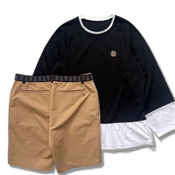 【送料無料】セットアップ LANVIN SPORT ランバンスポール 長袖シャツ パンツ M ロゴ 38 レディース 上下 ゴルフ GOLF