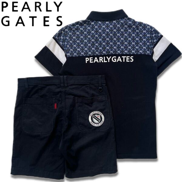 【送料無料】PEARLY GATES パーリーゲイツ セットアップ メンズ アーガイル ロゴ 5 L ポロシャツ ゴルフ ハーフパンツ