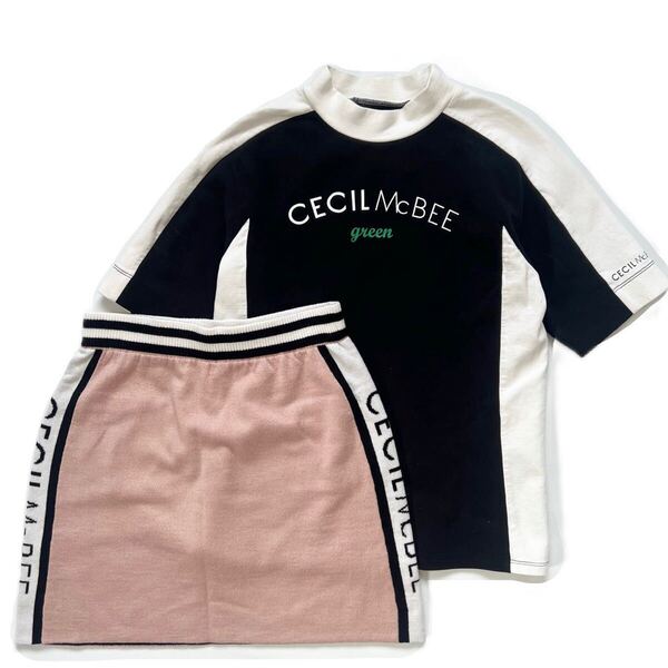 【送料無料】CECIL McBEE GOLF セシルマクビー ゴルフ セットアップ グリーン レディース 上下 モックネック スカート