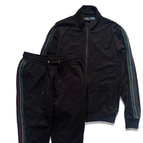 【送料無料】Paul Smith ポールスミス セットアップ ジャージ メンズ ストライプ ブラック 黒 L トラックジャケット パンツ