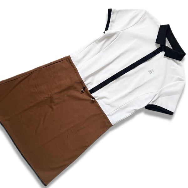 【送料無料】LANVIN SPORT ランバンスポール ワンピース バイカラー 半袖 ゴルフ スカート GOLF レディース ツートン