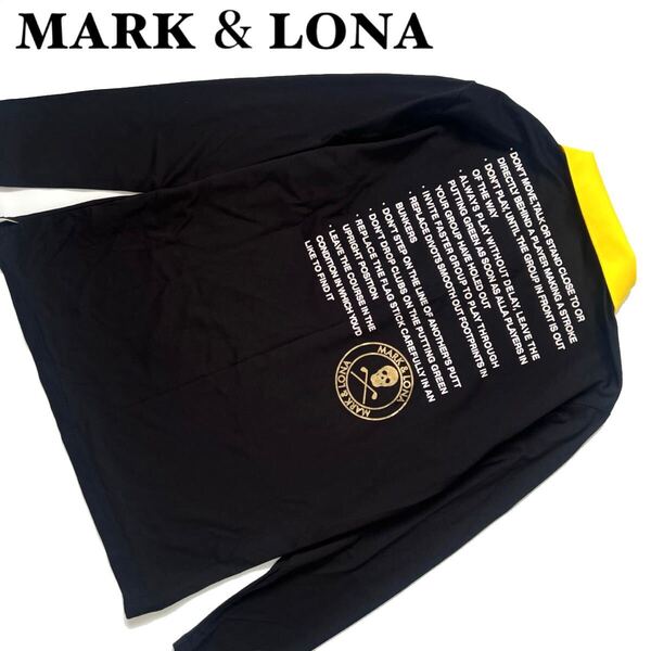 【送料無料】MARK&LONA マークアンドロナ ポロシャツ 長袖 メンズ バイカラー L ブラック 黒 イエロー 黄色