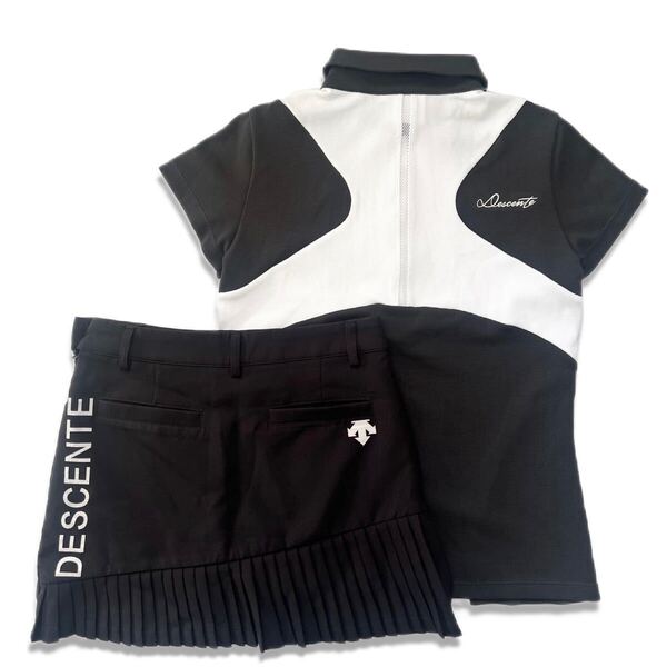 【送料無料】DESCENTE GOLF デサントゴルフ セットアップ レディース モノクロ ポロシャツ スカート 白黒 レディース