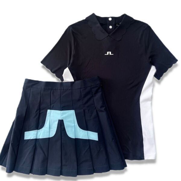 【送料無料】J.LINDEBERG ジェイリンドバーグ セットアップ シャツ スカート ロゴ 半袖 レディース ゴルフ GOLF ブリッジマーク