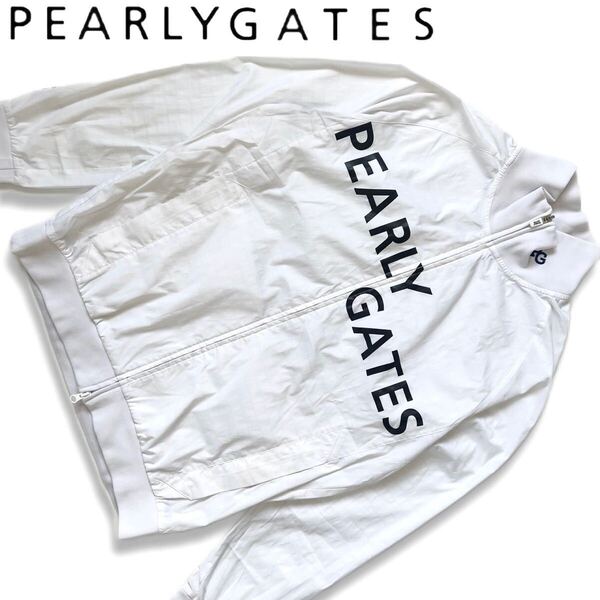 【送料無料】PEARLEY GATES パーリーゲイツ デカロゴ ナイロンジャケット メンズ ホワイト 白 6 XL ゴルフ 大きいサイズ
