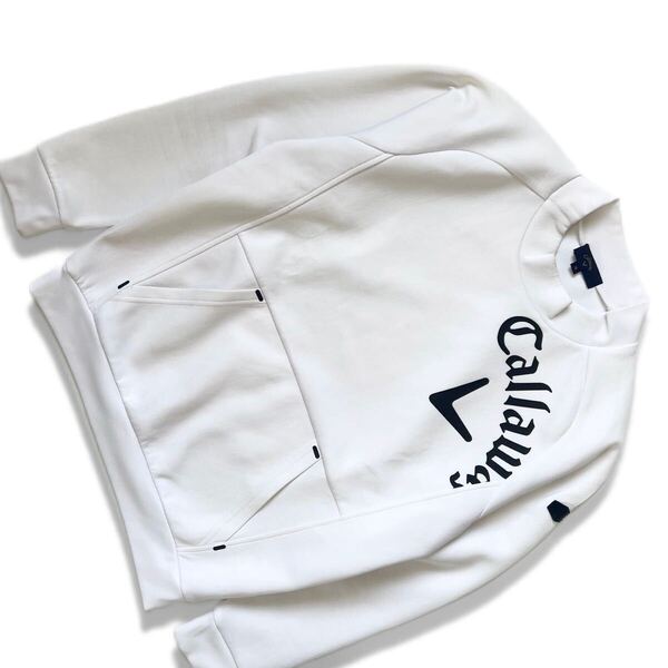 【送料無料】Callaway Golf キャロウェイ ゴルフ ダンボールニット モックネック ハイネック レディース M ロゴ ホワイト 白