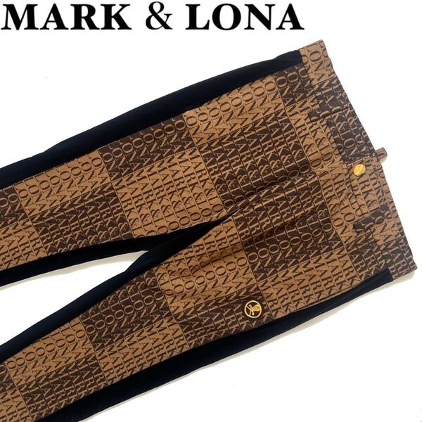 【送料無料】MARK&LONA マークアンドロナ 総柄 ゴルフパンツ メンズ ロゴ ブラウン M