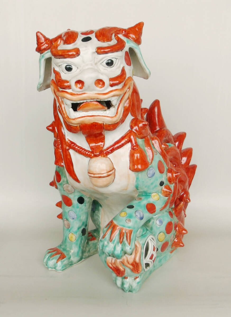 2360 九谷焼 獅子 置物 赤獅子 縁起物 魔除け
