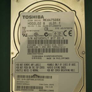 TOSHIBA 2.5インチHDD SATA MK6475GSX 640GB 動作確認済(640003)