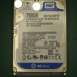 WD 2.5インチHDD SATA WD7500BPVT-26HXZT3 750GB 動作確認済(750004)