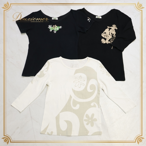 『送料無料』【フラダンス衣装 まとめ売り】3点セット トップス Tシャツ MAHALO マハロ アロハキッズ 黒 白 ブラック ホワイト 花柄 ホヌ柄