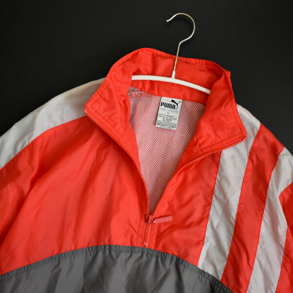 90s PUMA ナイロン プルオーバー パーカー ジャケット トラックジャケット アノラック L USA VINTAGE 古着 プーマ ジャージ