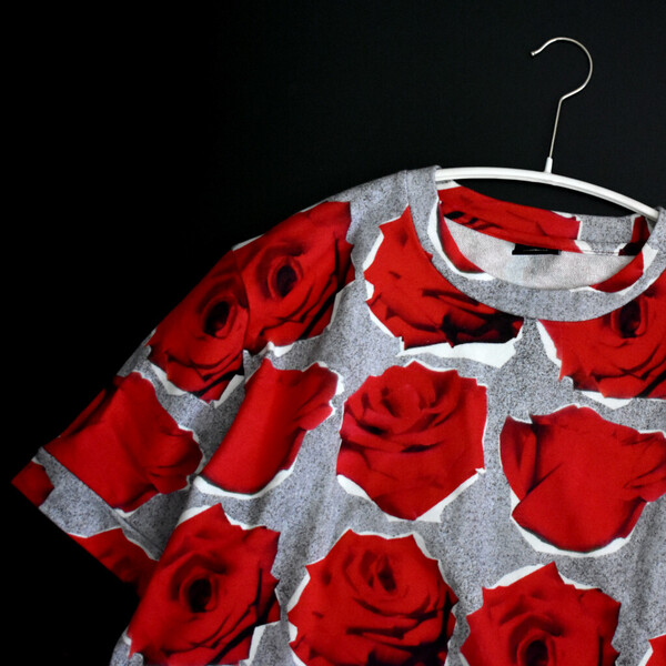 美品 PS Paul Smith ポールスミス 薔薇 ショート丈 トップス 半袖 スウェット レディース M 日本製 バラ 花