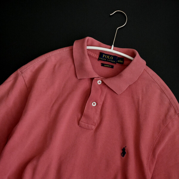 POLO RALPH LAUREN ポロ ラルフローレン ポロシャツ 半袖 ピンク 鹿の子 L メンズ