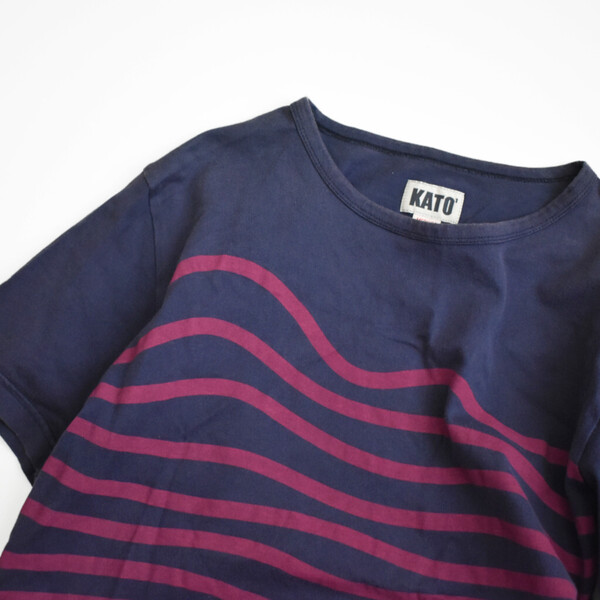KATO カトー ボーダー Tシャツ ネイビー M 日本製