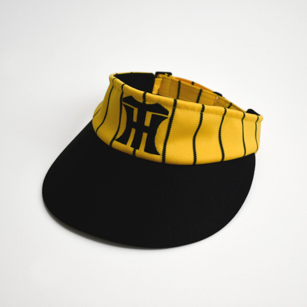 美品 90s 阪神タイガース オフィシャル サンバイザー キャップ 帽子 黄色ストライプ フリーサイズ 日本製