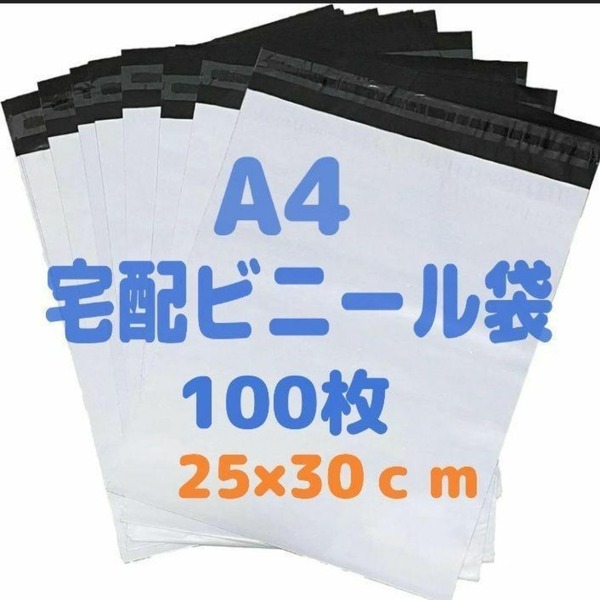 宅配ビニール袋 100枚 A4サイズ 25×30cm 中身が見えない 白 防水 薄手