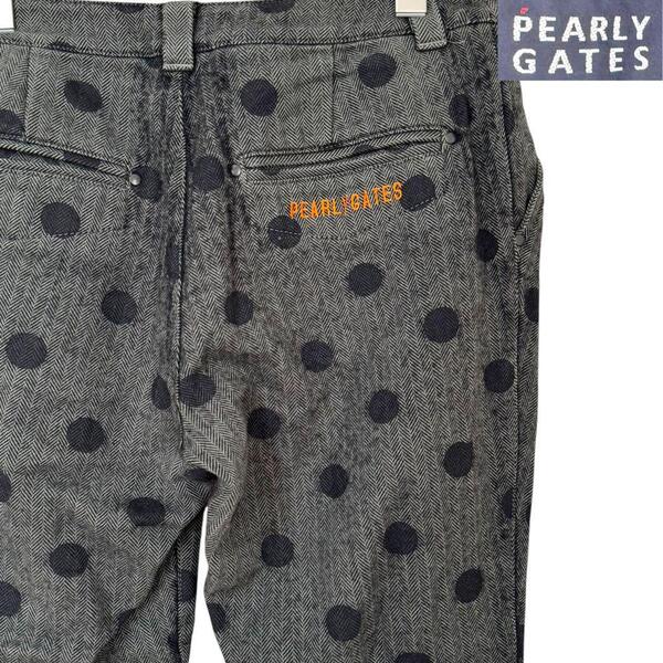 即決★サイズ1≒77cm★PEARLY GATES★ ゴルフパンツ ヘリンボーン ツイード パーリーゲイツ 総柄 ドット柄 水玉 ウール混 B-997 古着公園