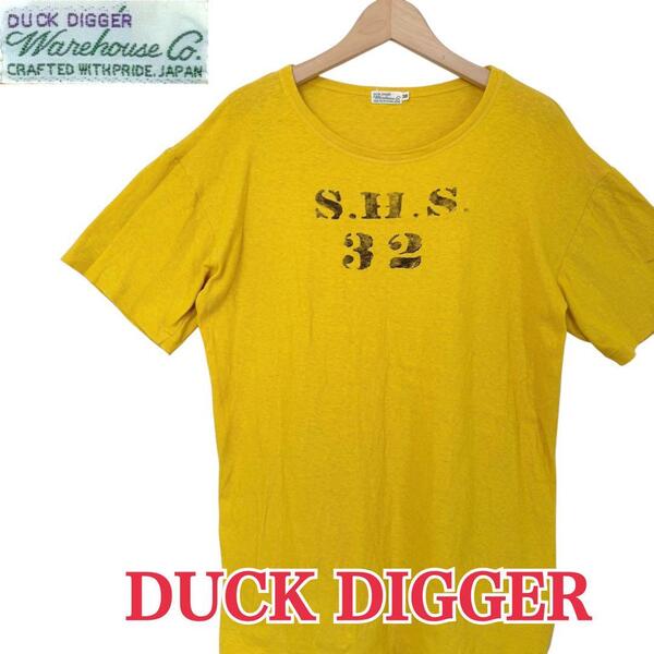 サイズ38★warehouse DUCK DIGGER★日本製 Tシャツ カットソー スキブTee ウエアハウス ダックディガー イエロー メンズ T2998 古着公園