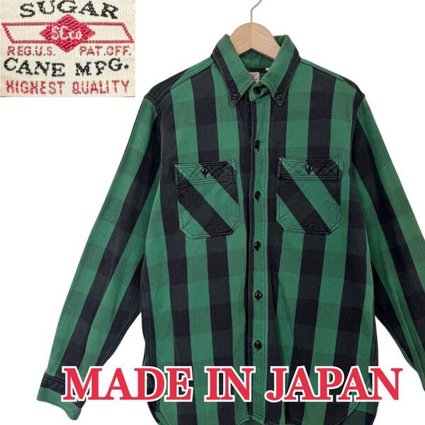 サイズS 14-14 1/2★SUGER CANE★日本製 長袖シャツ ネルシャツ フランネルシャツ チェックシャツ シュガーケーン メンズ T3004 古着公園