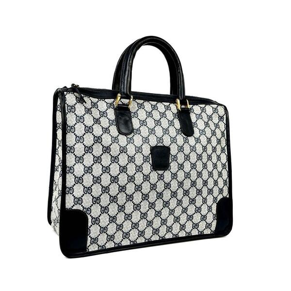 希少■GUCCI グッチ ハンドバッグ トートバッグ GGスプリーム 総柄 PVC レザー ネイビー メンズ レディース ユニセックス 男女兼用 人気