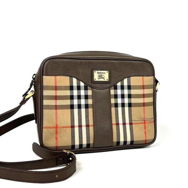 人気■BURBERRY Burberrys バーバリーズ バーバリー ショルダーバッグ クロスボディ 肩掛け 斜め掛け ノバチェック シャドーホース 茶系