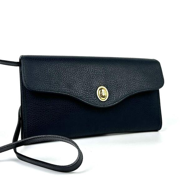 美品■Christian Dior クリスチャンディオール ディオール ショルダーバッグ クロスボディ 肩掛け 斜め掛け 2WAY CD金具 レザー ネイビー