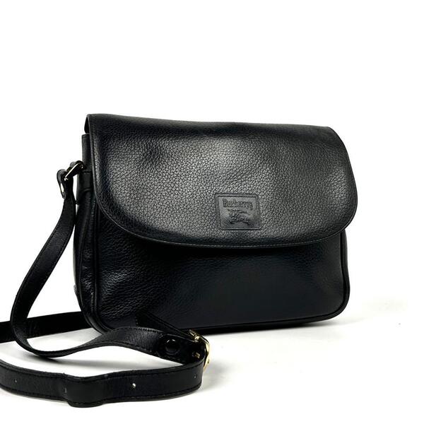 美品■BURBERRYS BURBERRY バーバリーズ バーバリー ショルダーバッグ クロスボディ ノバチェック シャドーホース レザー ブラック