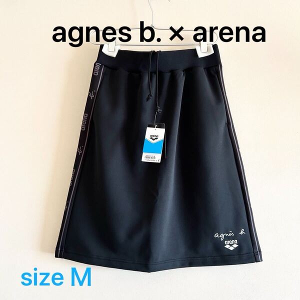 新品 アニエスベー アリーナ agnes b. × arena スカート ジャージ生地 ボトムス ブラック レディースM