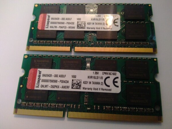 Kingston赤 【低電圧】 合計16GB(8GB×2枚) PC3L-12800S 自社chip 揃いペア 7452-7453