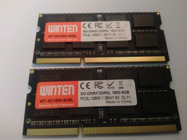 Winten 【低電圧】 合計16GB(8GB×2枚) PC3L-12800S SEC chip 揃いペア 0693-0694