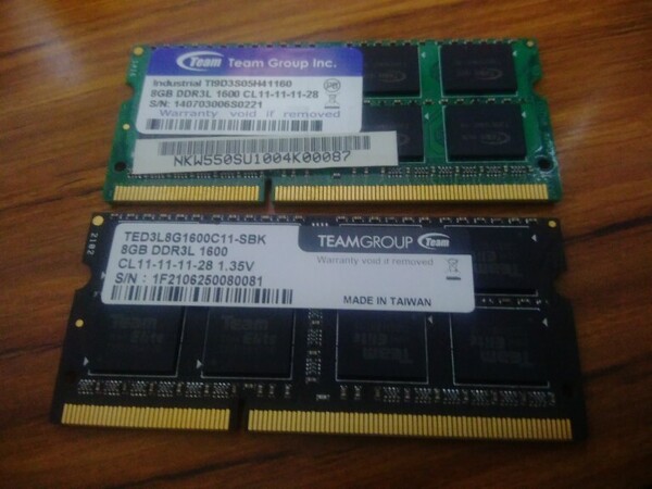 台湾 Team 【低電圧】 合計16GB(8GB×2枚) PC3L-12800S 世代別2枚 プレミア価値 コレクター向け