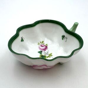 未使用保管品 HEREND ヘレンド ウィーンの薔薇 葉形 トレイ 磁器 オープンシュガー