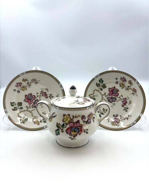 WEDGWOOD Swallow ウェッジウッド スワロー 鳥 花柄 イギリス製 シュガーポット 15cm ケーキ皿 プレート 3点まとめ売り
