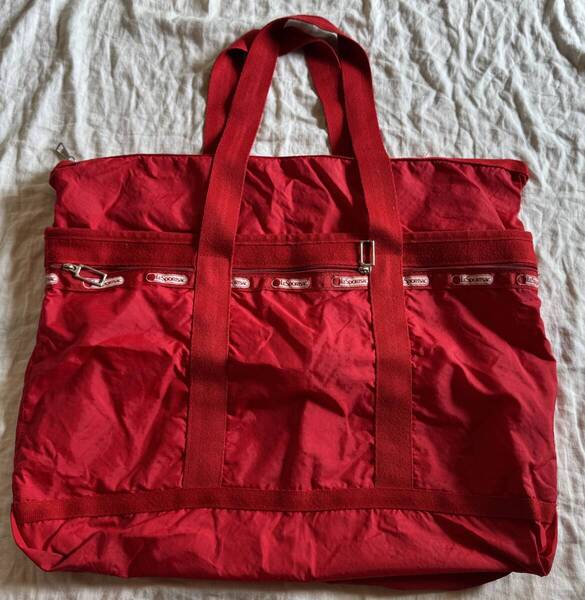 レスポートサック 肩掛けバッグ トートバッグ 赤 カラフル 中古品