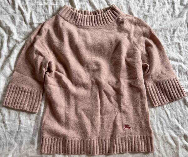 バーバリーブルーレーベル ウール ニット セーター 38 カシミア 定番 38 桃色