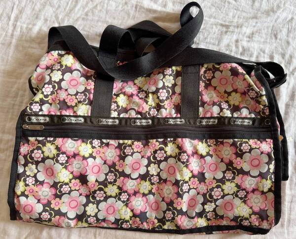 レスポートサック ショルダーバッグ ハンドバッグ ボストン 花柄 ウィークエンダー 大きめ 中古品