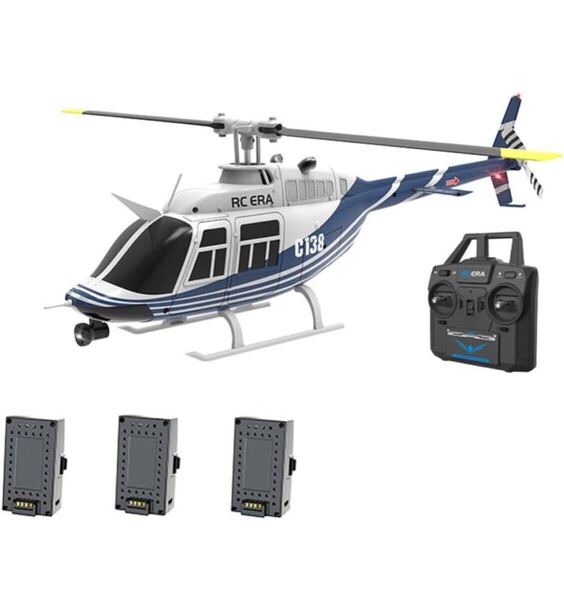 新品青バッテリー3本 オプティカル仕様 ラジコン ヘリ RC ERA C138 Bell 206 6CH 1/33 ヘリコプター RTF フライバーレス モード1/2切替