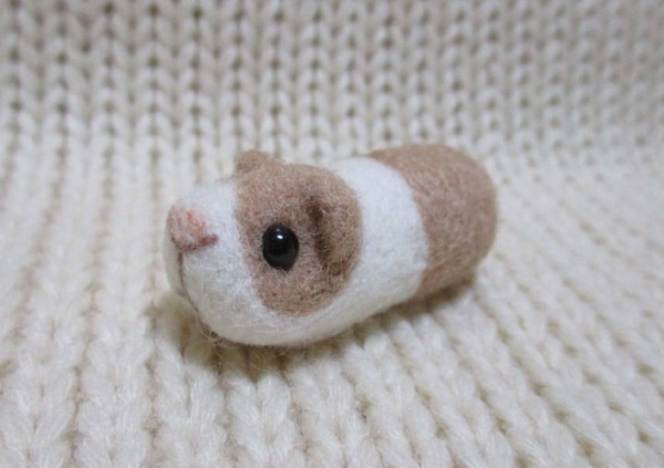 * ハンドメイド 羊毛フェルト モルモット ぬいぐるみ テンジクネズミ 小動物 ミニチュア フィギュア リーメント ドール用 ペット 置物