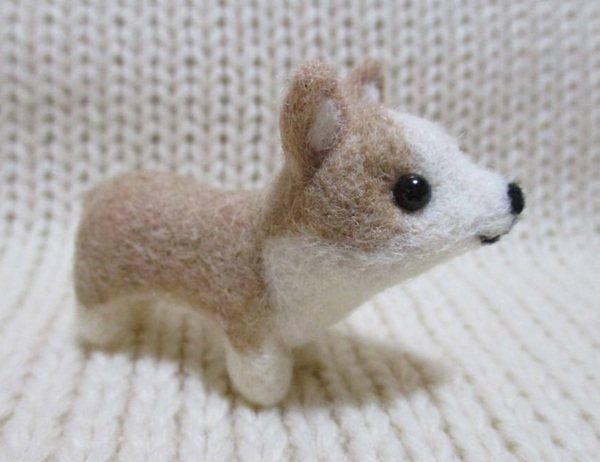 * ハンドメイド 羊毛フェルト コーギー ぬいぐるみ 犬 ミニチュア フィギュア 1/6ドール リーメント ブライス ドール用 ペット 子犬 置物