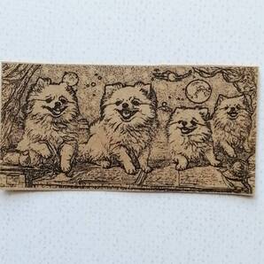 569 ポメラニアン 月夜 集合 はんこ ハンコ ヴィンテージ アンティーク スタンプ ゴム印 ラバースタンプ イラスト レトロ 犬 秋 お月見