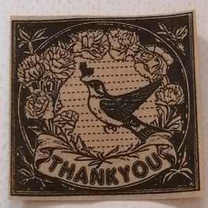 960 鳥 カーネーション thankyou ラベル はんこ ハンコ ヴィンテージ アンティーク スタンプ ゴム印 イラスト 母の日 花 ツバメ つばめ 燕