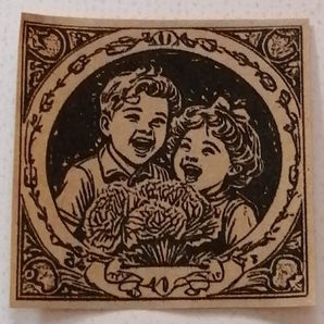 958 男の子 女の子 カーネーション フラワー ラベル はんこ ハンコ ヴィンテージ アンティーク スタンプ イラスト 母の日 プレゼント 花束